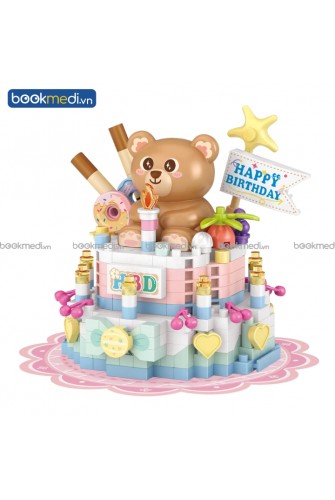 Đồ Chơi Lắp Ráp Mô Hình Măm Măm Bánh Sinh Nhật Bear Cake Hãng Loz